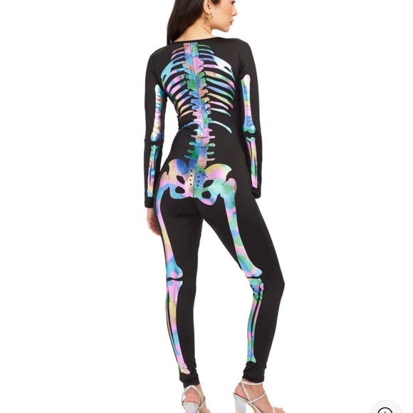 IRIDESCENT SKELETON BODYSUIT COSTUME - Picture 4 of 4